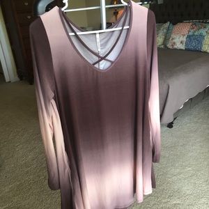 Ombré long sleeve midi dress / tunic with pockets